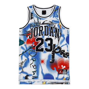Kids' Jordan 23 AOP Jersey Crew Neck Tank Top Small Hyper Cobalt