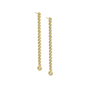 Adina Eden CZ Bezel Fancy Tennis Drop Stud Earrings Gold