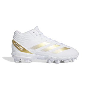 Boys' adidas Adizero Impact.2 MD Molded Football Cleats Little 3 White/Gold