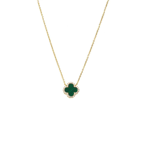 Adina Eden Pave Colored Stone Clover Necklace