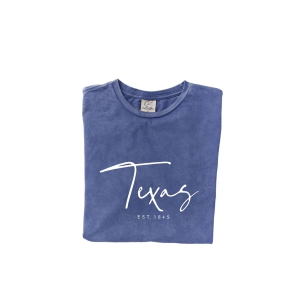 Women's Oat Collective Texas Established 1845 T-Shirt Large Denim Blue