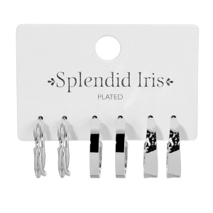 Splendid Iris Graduating Hoop 3 Pack Earrings Silver