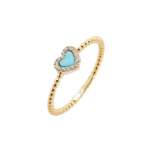 Adina Eden Pave Colored Gemstone Beaded Ring 6 Gold/Turquoise