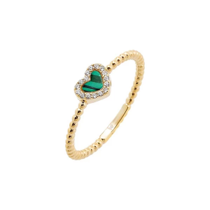 Adina Eden Pave Colored Gemstone Beaded Ring 6 Gold/Green
