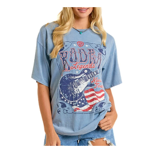 Women's Rock & Roll Denim Rodeo Oversized T-Shirt Large Cerulean