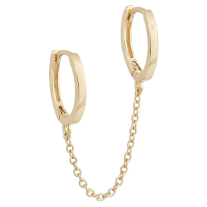 Adina Eden Solid Double Chain Huggie Earrings Gold