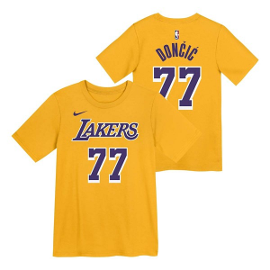 Kids' Los Angeles Lakers Luka Doncic #77 Icon Edition Name & Number Nike T-Shirt 5/6 Amarillo