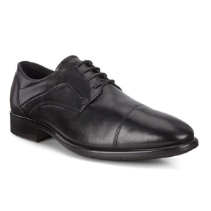 Men's ECCO Citytray Cap Toe Dress Shoes Regular 41 Black Santiago
