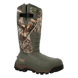 Men's Rocky Sport Pro with Side Zip Waterproof Rubber Boots Outdoor 8 Realtree Edge