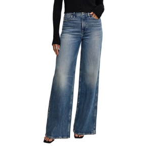 Women's GOOD AMERICAN Good Skate Relaxed Fit Wide Leg Jeans Indigo 10 34