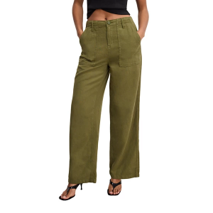 Women's GOOD AMERICAN Lite Linen Pants 2 Martini Olive