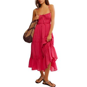 Women's Free People Taking Sides Maxi Dress Small Rose Bright