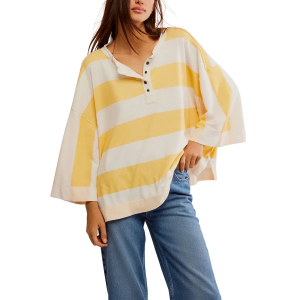Women's Free People We The Free Wonderful Henley XSmall Yellow Combo