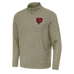 Chicago Bears Antigua Subtle Bear Head Logo 1/4 Zip Medium Burnt Olive/Heather