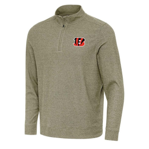 Cincinnati Bengals Antigua Subtle 1/4 Zip Small Burnt Olive/Heather