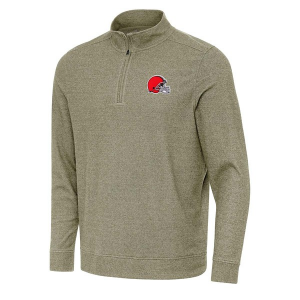 Cleveland Browns Antigua Subtle 1/4 Zip Medium Burnt Olive/Heather
