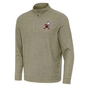 Cleveland Browns Antigua Subtle Mascot 1/4 Zip 2XLarge Burnt Olive/Heather