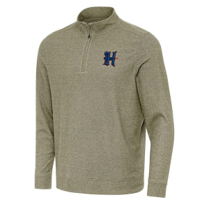 Houston Texans Antigua Subtle H Town 1/4 Zip Small Burnt Olive/Heather
