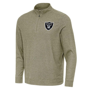 Las Vegas Raiders Antigua Subtle 1/4 Zip Medium Burnt Olive/Heather