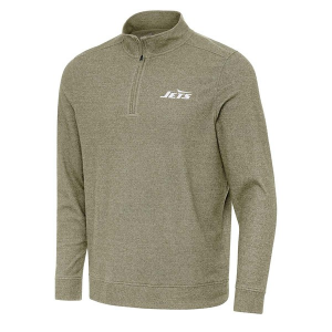 New York Jets Antigua Subtle 1/4 Zip Small Burnt Olive/Heather