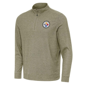 Pittsburgh Steelers Antigua Subtle 1/4 Zip Medium Burnt Olive/Heather