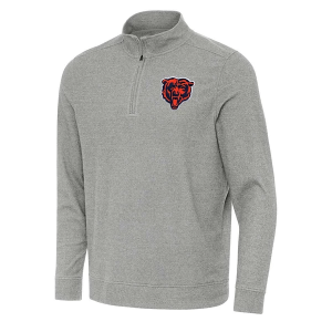 Chicago Bears Antigua Subtle Bear Head Logo 1/4 Zip XLarge Grey Heather