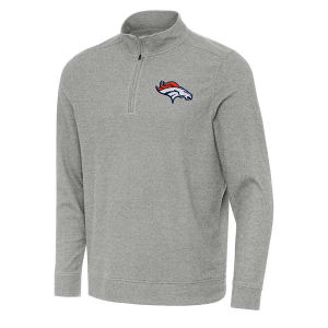 Denver Broncos Antigua Subtle 1/4 Zip Large Grey Heather