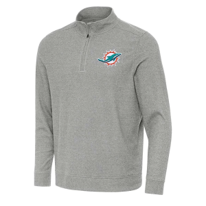 Miami Dolphins Antigua Subtle 1/4 Zip Small Grey Heather