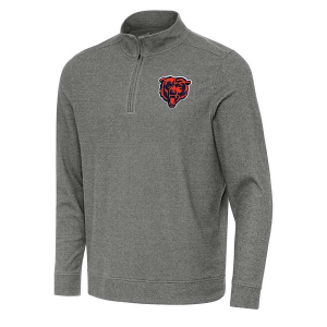 Chicago Bears Antigua Subtle Bear Head Logo 1/4 Zip 2XLarge Black Heather