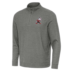 Cleveland Browns Antigua Subtle Mascot 1/4 Zip Large Black Heather