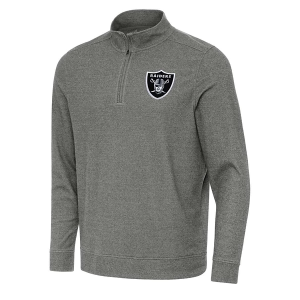 Las Vegas Raiders Antigua Subtle 1/4 Zip Large Black Heather