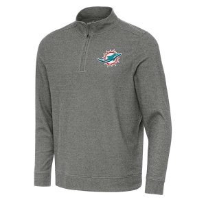 Miami Dolphins Antigua Subtle 1/4 Zip Small Black Heather
