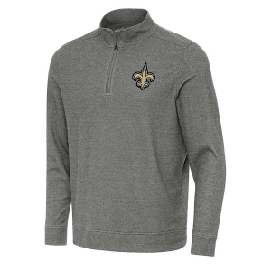 New Orleans Saints Antigua Subtle 1/4 Zip Large Black Heather