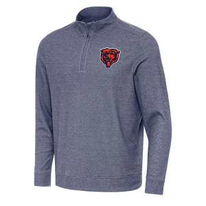 Chicago Bears Antigua Subtle Bear Head Logo 1/4 Zip 2XLarge Navy Heather