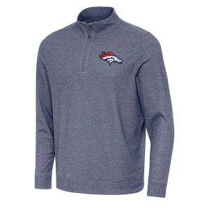 Denver Broncos Antigua Subtle 1/4 Zip Medium Navy Heather
