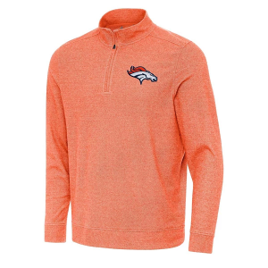 Denver Broncos Antigua Subtle 1/4 Zip Small Mango Heather