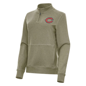 Women's Chicago Bears Antigua Crush 1/4 Zip XSmall Burnt Olive/Heather
