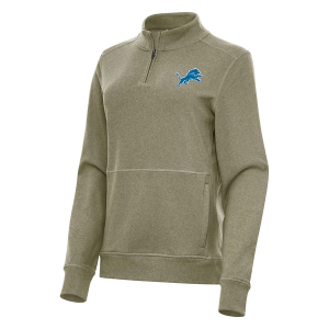 Women's Detroit Lions Antigua Crush 1/4 Zip Large Burnt Olive/Heather