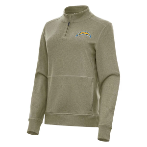 Women's Los Angeles Chargers Antigua Crush 1/4 Zip XSmall Burnt Olive/Heather