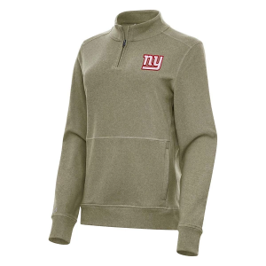 Women's New York Giants Antigua Crush 1/4 Zip XSmall Burnt Olive/Heather