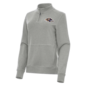 Women's Baltimore Ravens Antigua Crush 1/4 Zip XSmall Grey Heather
