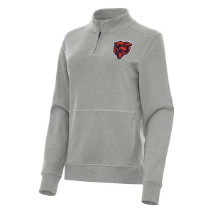Women's Chicago Bears Antigua Crush Bear Head Logo 1/4 Zip XSmall Grey Heather