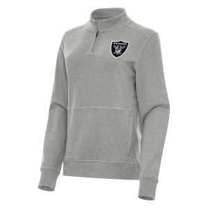 Women's Las Vegas Raiders Antigua Crush 1/4 Zip XSmall Grey Heather