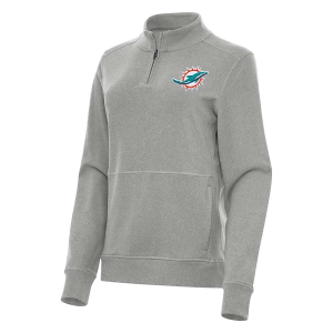 Women's Miami Dolphins Antigua Crush 1/4 Zip XSmall Grey Heather