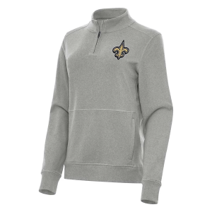 Women's New Orleans Saints Antigua Crush 1/4 Zip XSmall Grey Heather