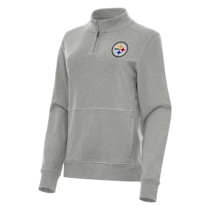 Women's Pittsburgh Steelers Antigua Crush 1/4 Zip XSmall Grey Heather