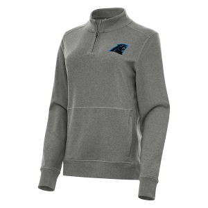 Women's Carolina Panthers Antigua Crush 1/4 Zip Medium Black Heather