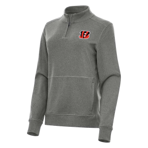 Women's Cincinnati Bengals Antigua Crush 1/4 Zip XLarge Black Heather