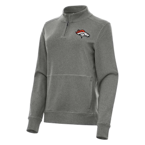 Women's Denver Broncos Antigua Crush 1/4 Zip Large Black Heather