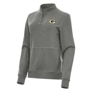 Women's Green Bay Packers Antigua Crush 1/4 Zip Medium Black Heather